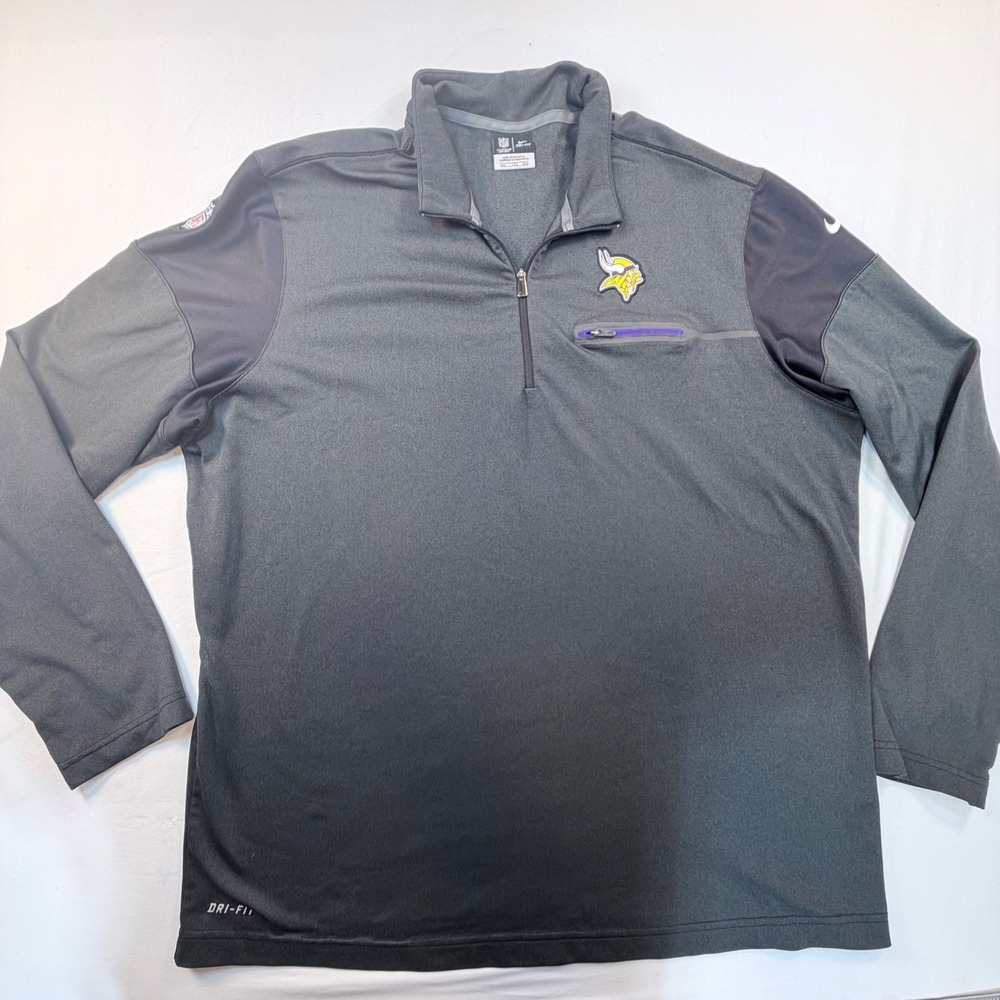 Nike Minnesota Vikings 2XL On Field Dri-FIT 1/4 Zip Pullover NFL Football